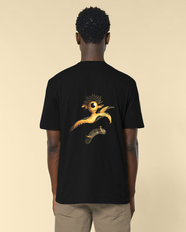T-shirt biologique homme - noir - Illustrations originales Cosmotitik - Illustration originale Wocta Garage - Flocage style dos