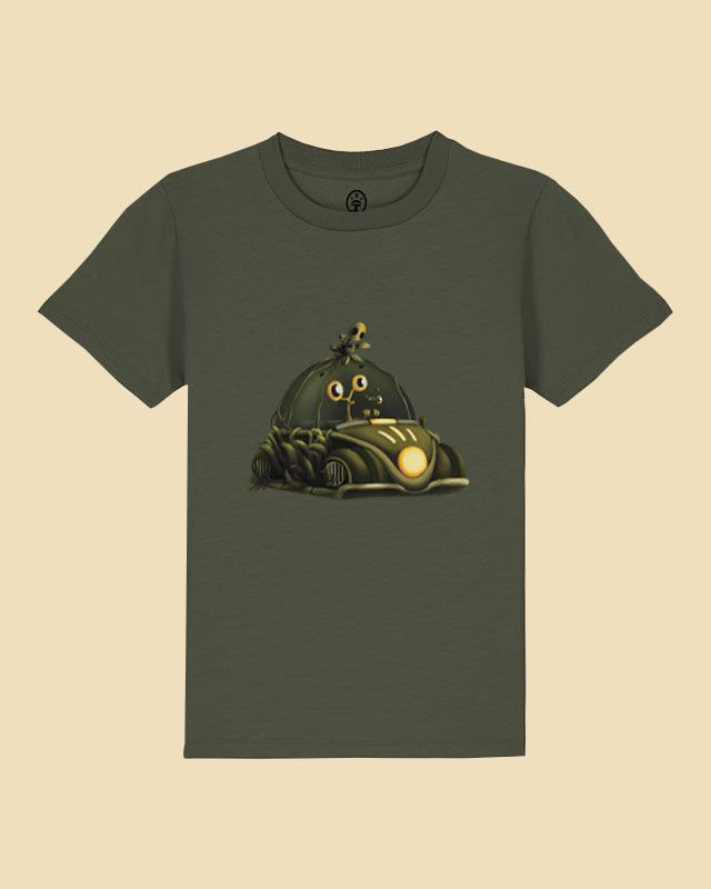 T-shirt biologique homme - bleu marine - Illustrations originales Cosmotitik - Illustration originale La voiture cosmique aventure - Flocage style face