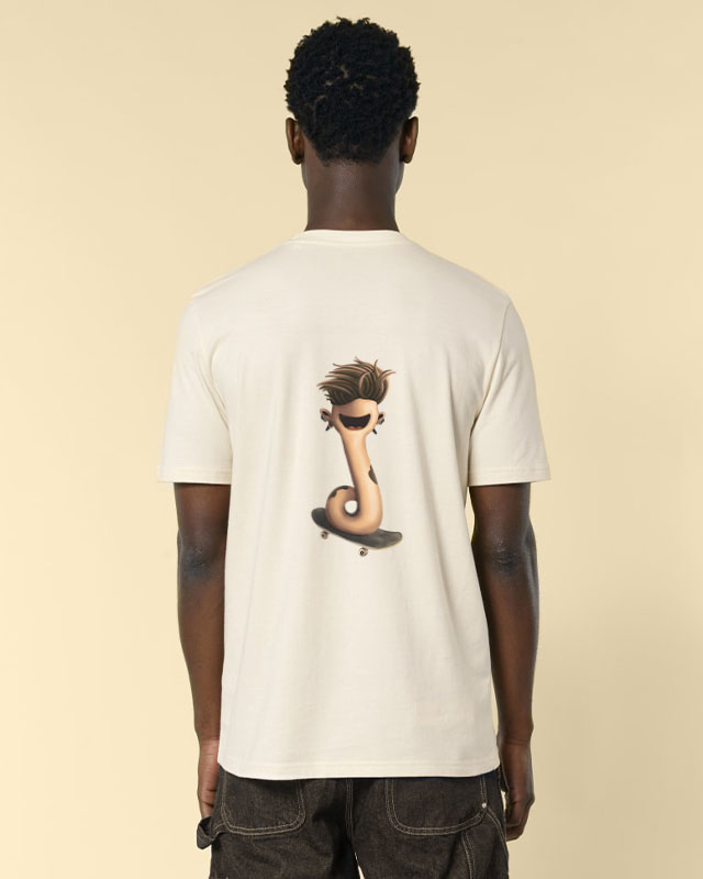 T-shirt biologique homme - noir - Illustrations originales Cosmotitik - Illustration originale Ouketti neutron - Flocage style dos
