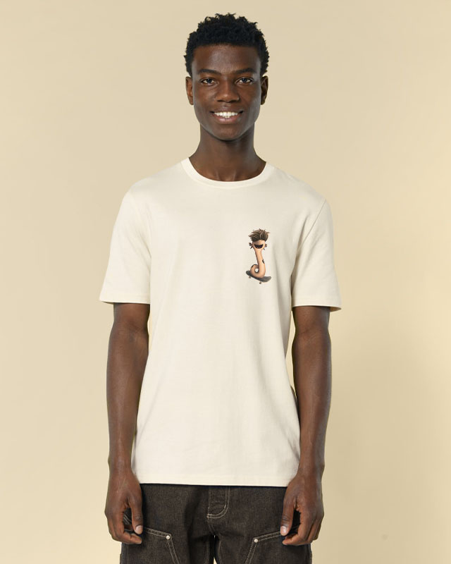 T-shirt biologique homme - bleu marine - Illustrations originales Cosmotitik - Illustration originale Ouketti neutron - Flocage style cœur