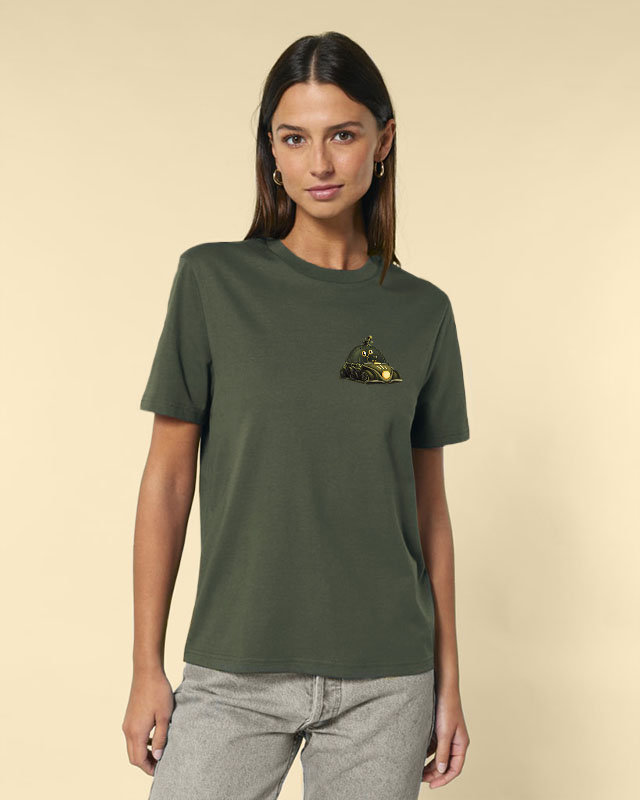 T-shirt biologique homme - khaki - Illustrations originales Cosmotitik - Illustration originale Voiture cosmique Aventure - Flocage style cœur