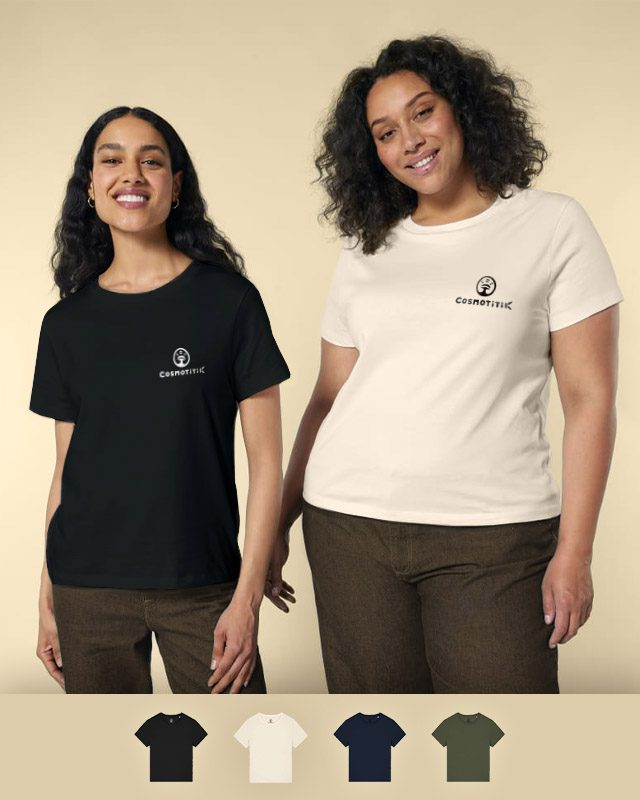 T-shirts biologiques sfemme - Blason de la tribu Cosmotitik - Coton 100% biologique et certifié GOTS, Fairwear Leader, Oeko-Tex, Vegan