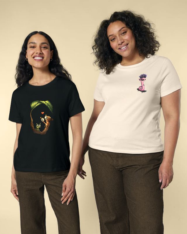T-shirts biologiques femme - Illustrations originales Cosmotitik - Coton 100% biologique et certifié GOTS, Fairwear Leader, Oeko-Tex, Vegan